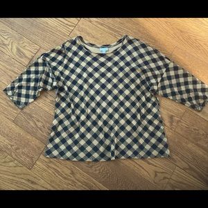 J. Jill Plaid top black and tan plaid